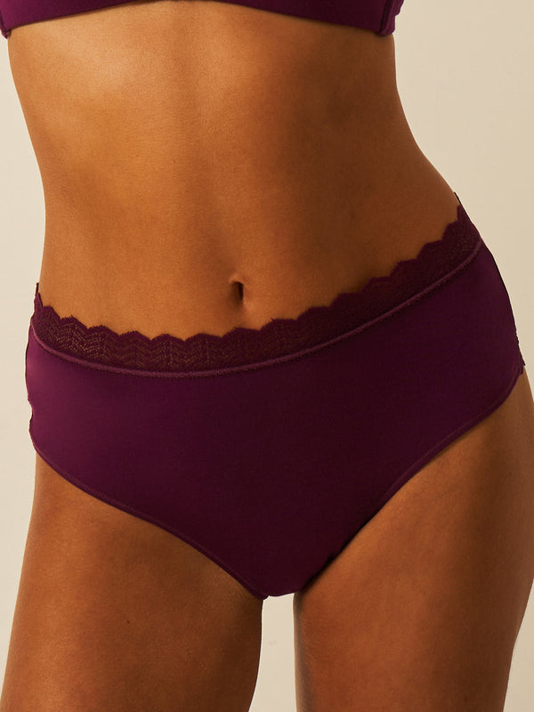 ZigZag Lace High Rise Brief - Black Cherry Hop Lun Limited