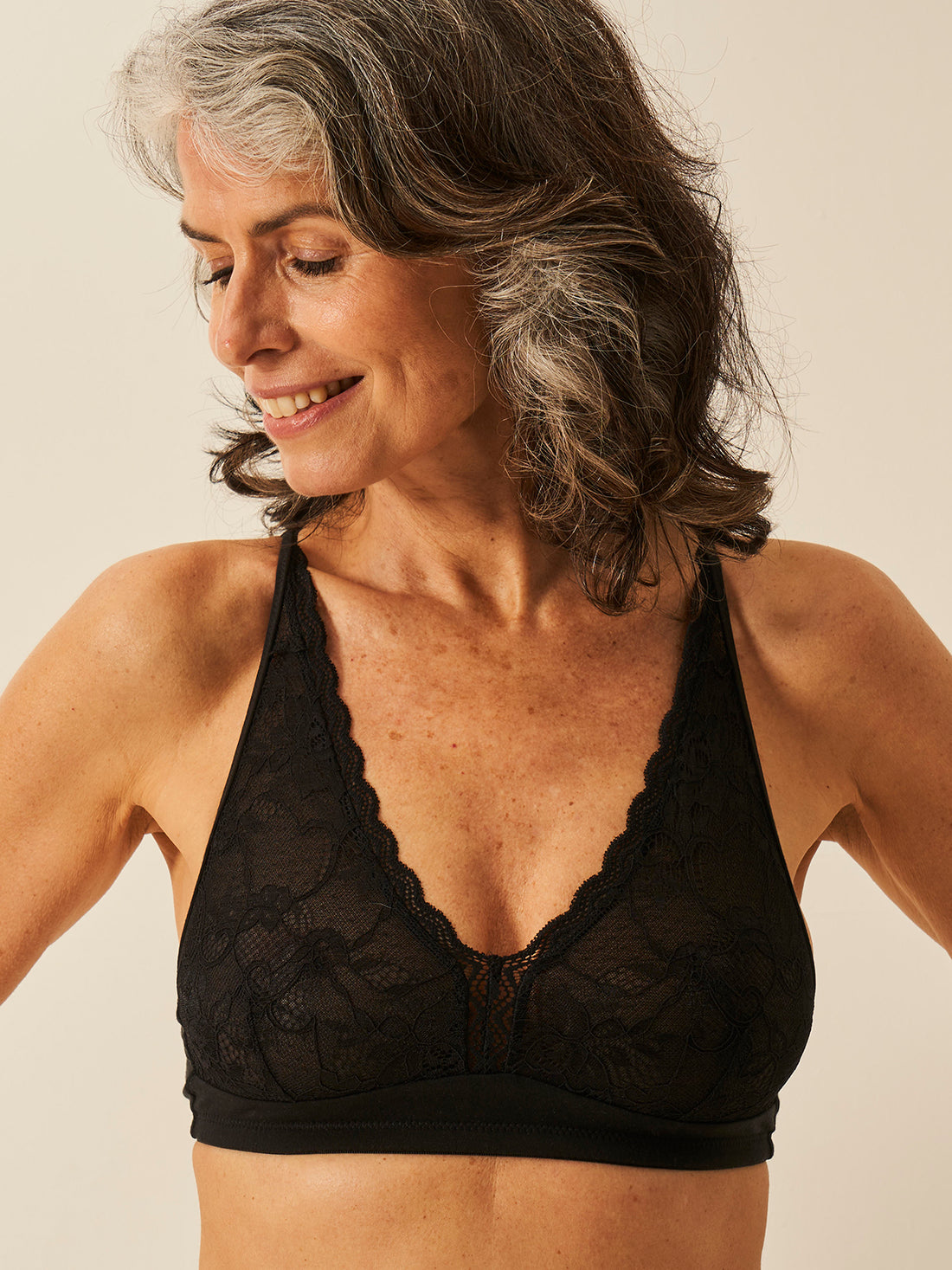 Eco Lace Double Layer Plunge Bra - Black