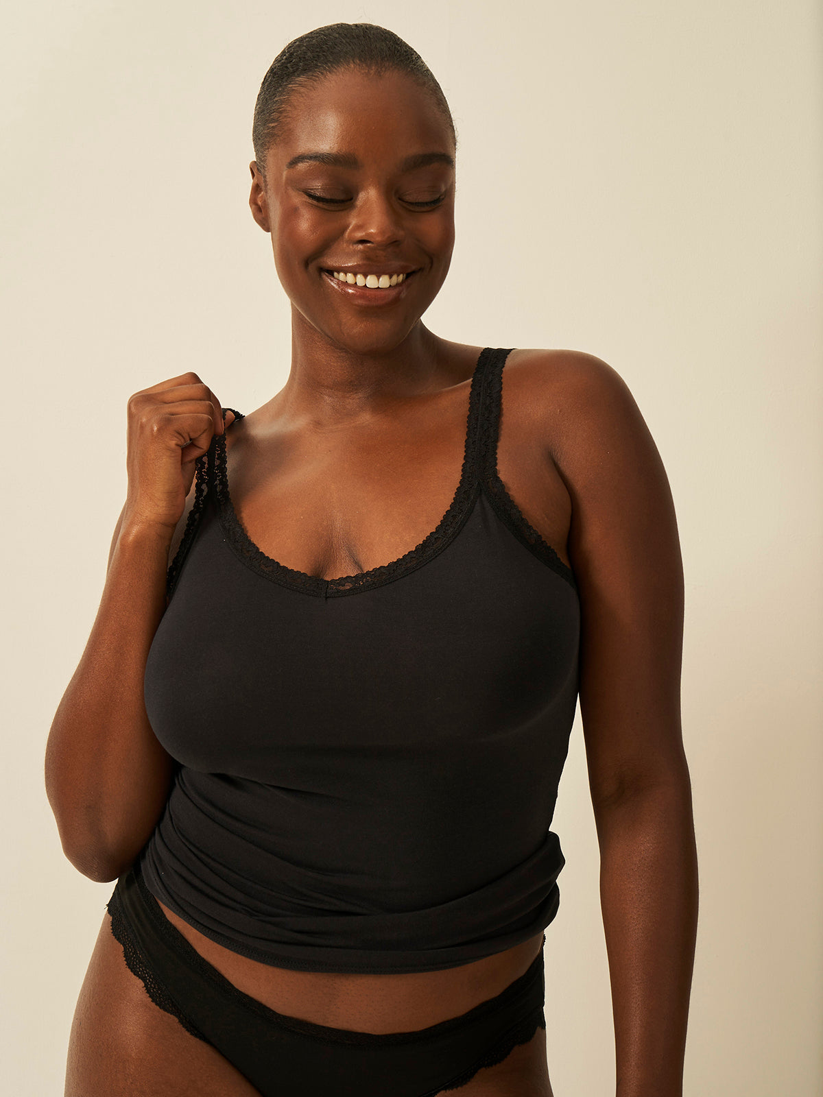 Lace Cami - Black | Sustainable TENCEL™ Tank Top – Stripe & Stare USA