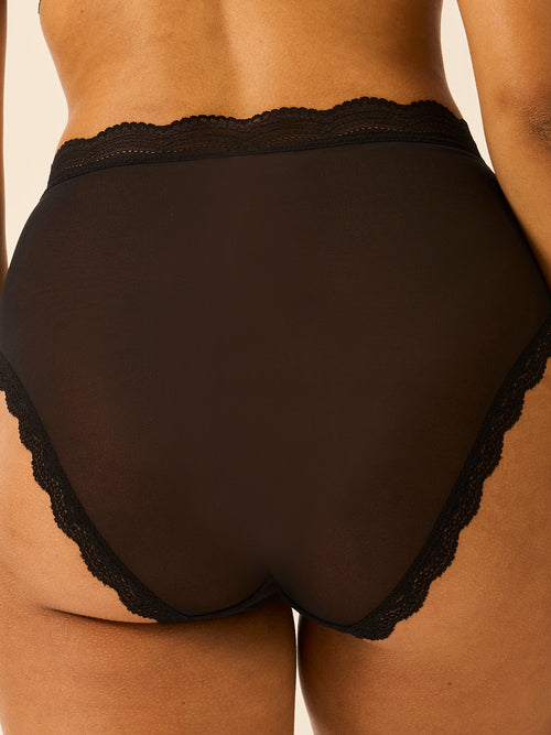 Mesh High Rise Brief - Black