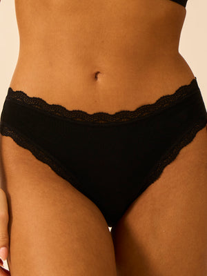Mid Rise High Leg Brief - Black