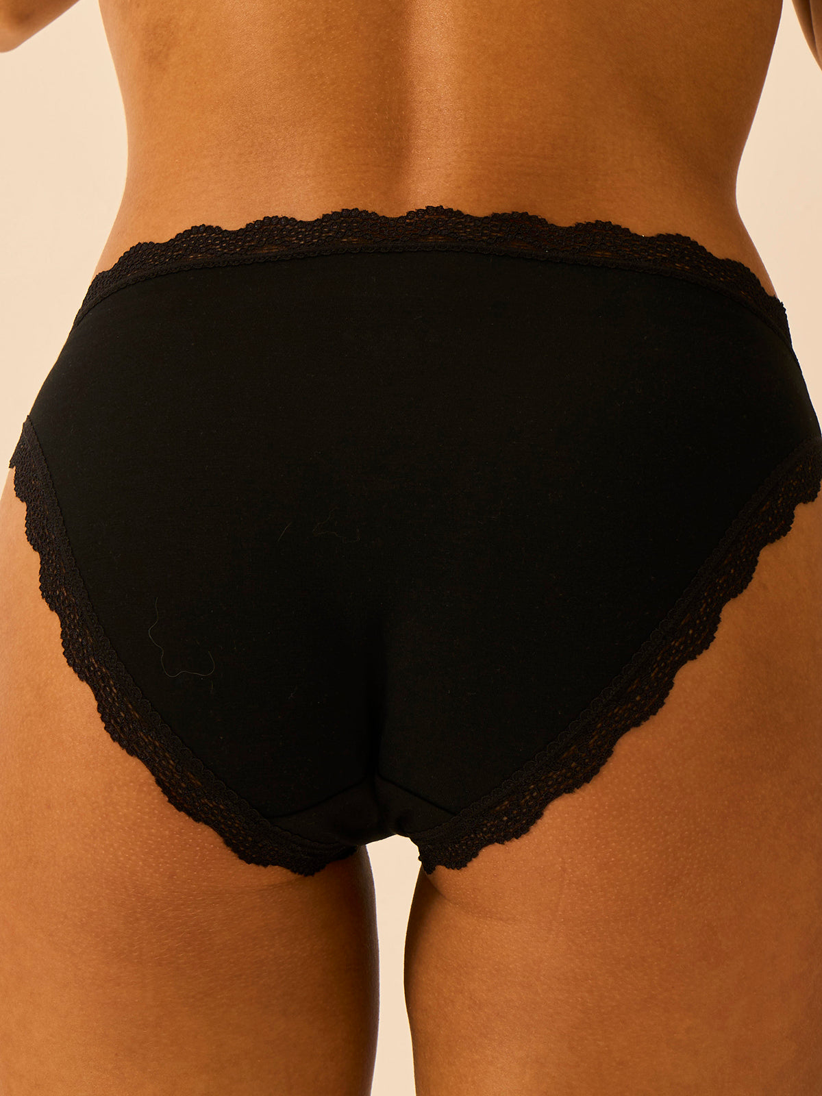 Mid Rise High Leg Brief - Black