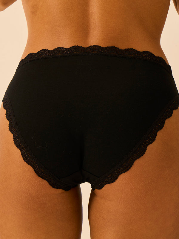 Mid Rise High Leg Brief - Black