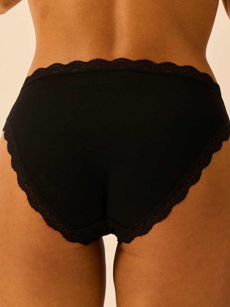 Mid Rise High Leg Brief Four Pack - Black