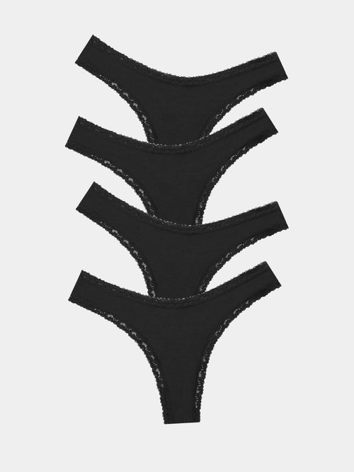 Thong Four Pack - Black Stripe & Stare