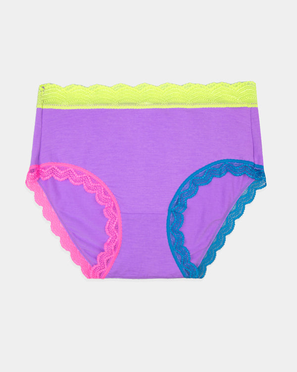 High Rise Knicker - Purple Block Out Stripe & Stare