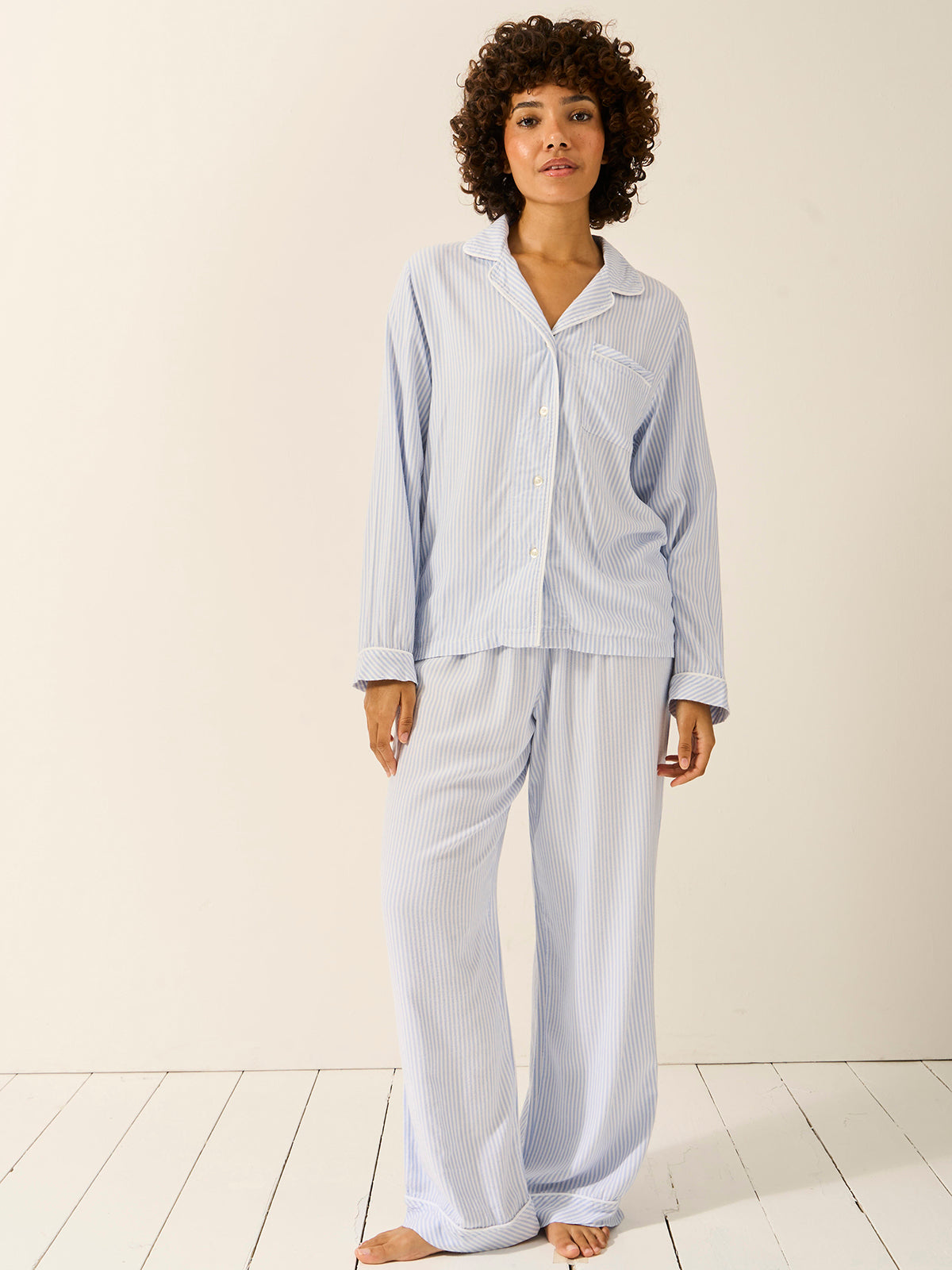 Soft Brushed Woven Pajama Bottoms - Blue Stripe