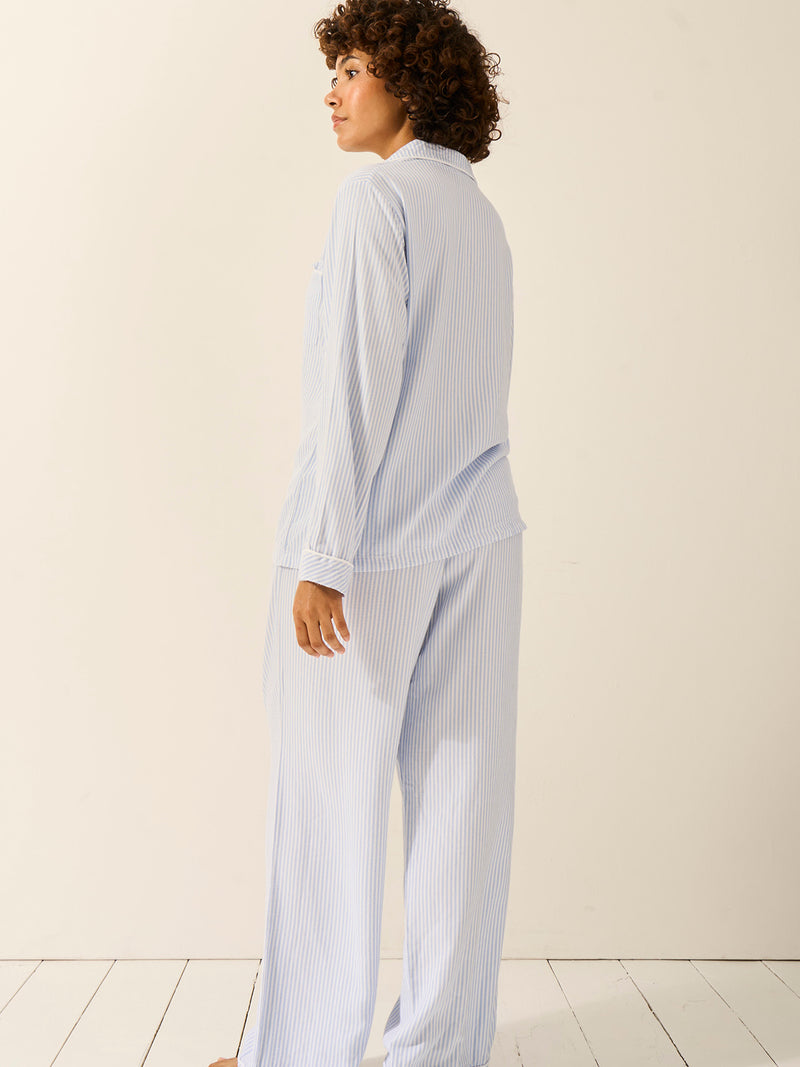 Soft Brushed Woven Pajama Bottoms - Blue Stripe