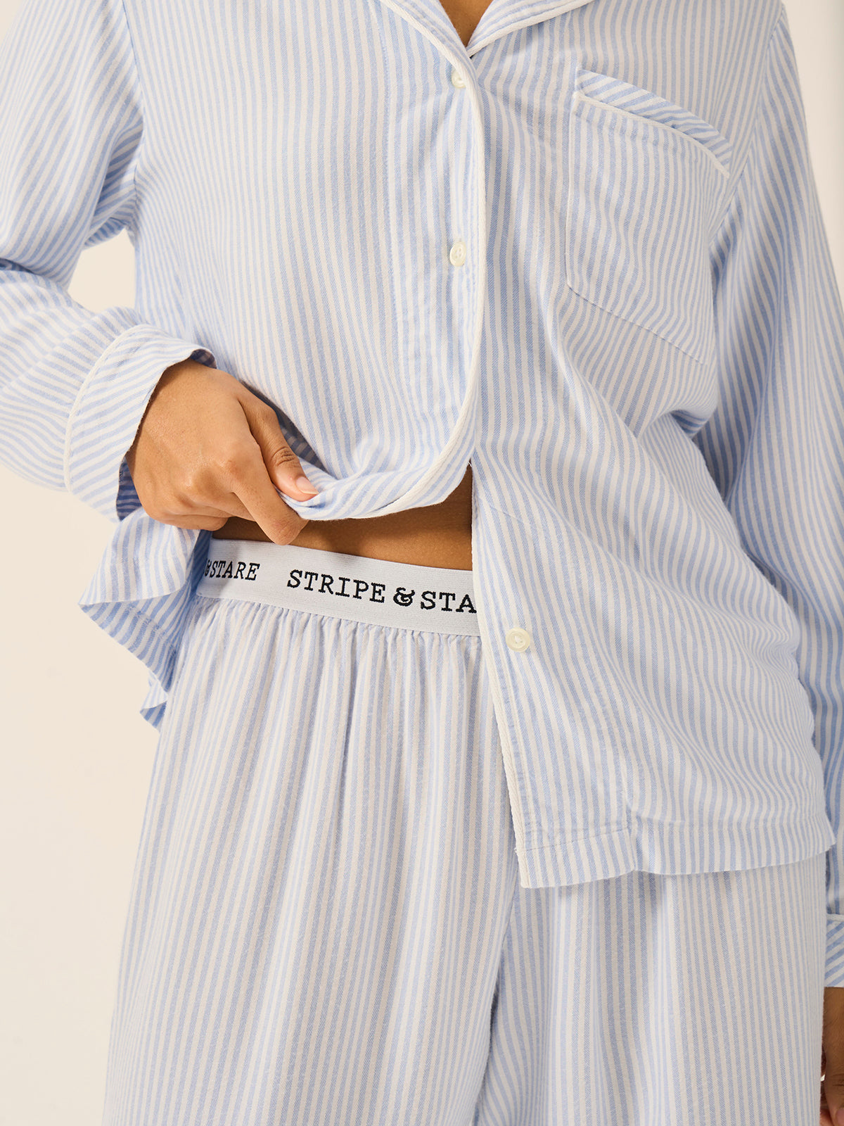Soft Brushed Woven Pajama Bottoms - Blue Stripe
