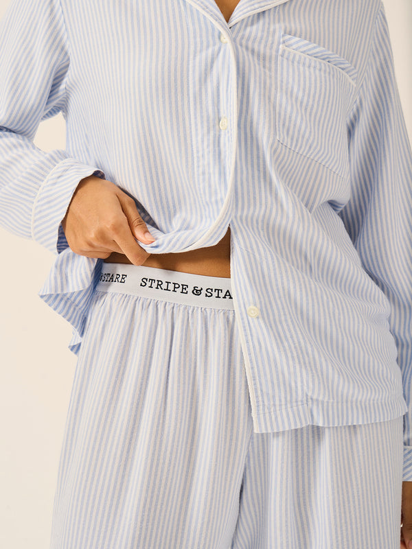Soft Brushed Woven Pajama Bottoms - Blue Stripe