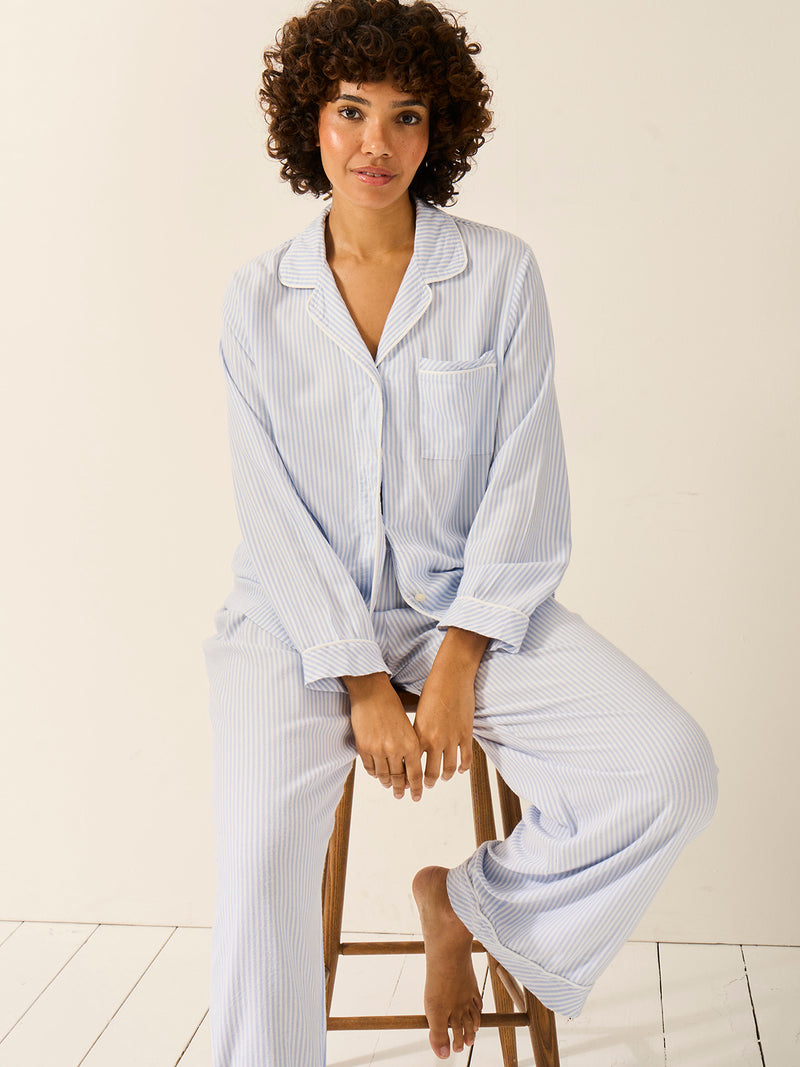Soft Brushed Woven Pajama Bottoms - Blue Stripe