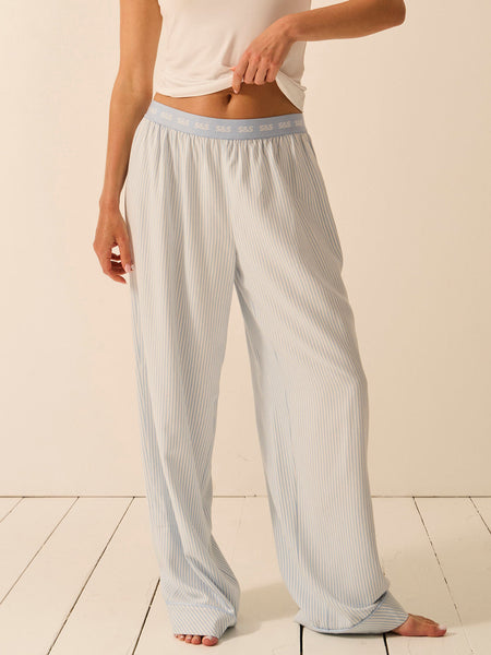Soft Brushed Woven Pajama Bottoms - Blue Mini Stripe