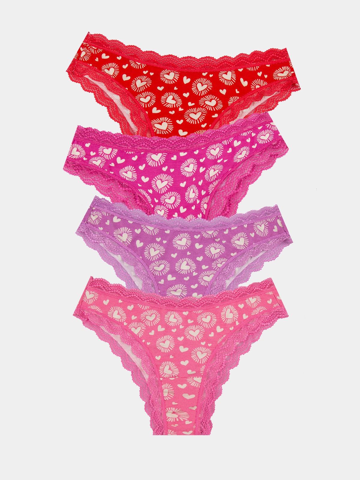 Brazilian Brief Four Pack - Hearts on Fire