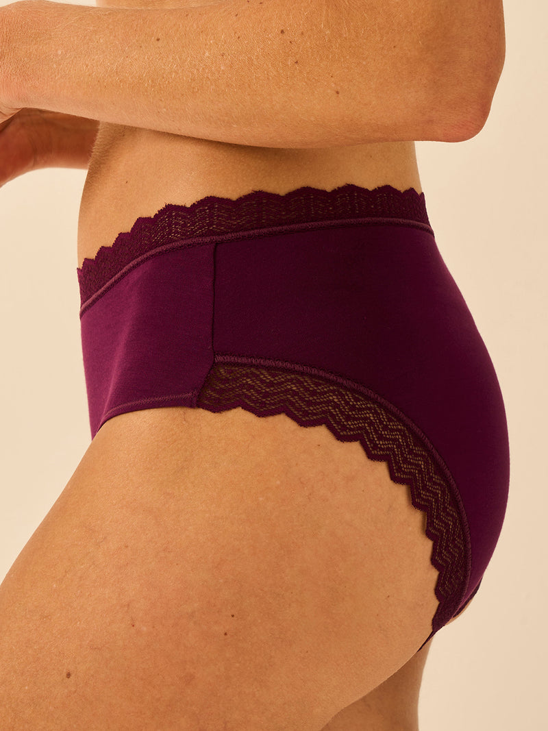 ZigZag Lace High Rise Brief - Black Cherry