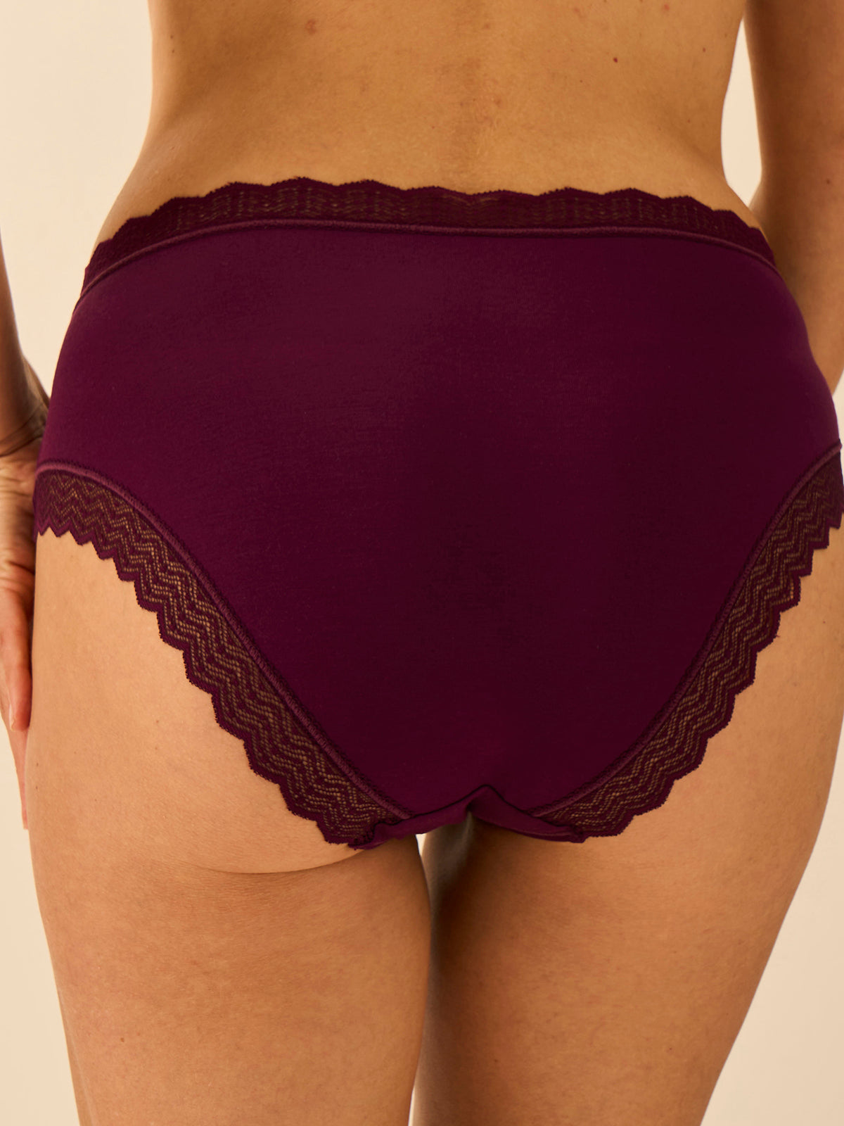 ZigZag Lace High Rise Brief - Black Cherry