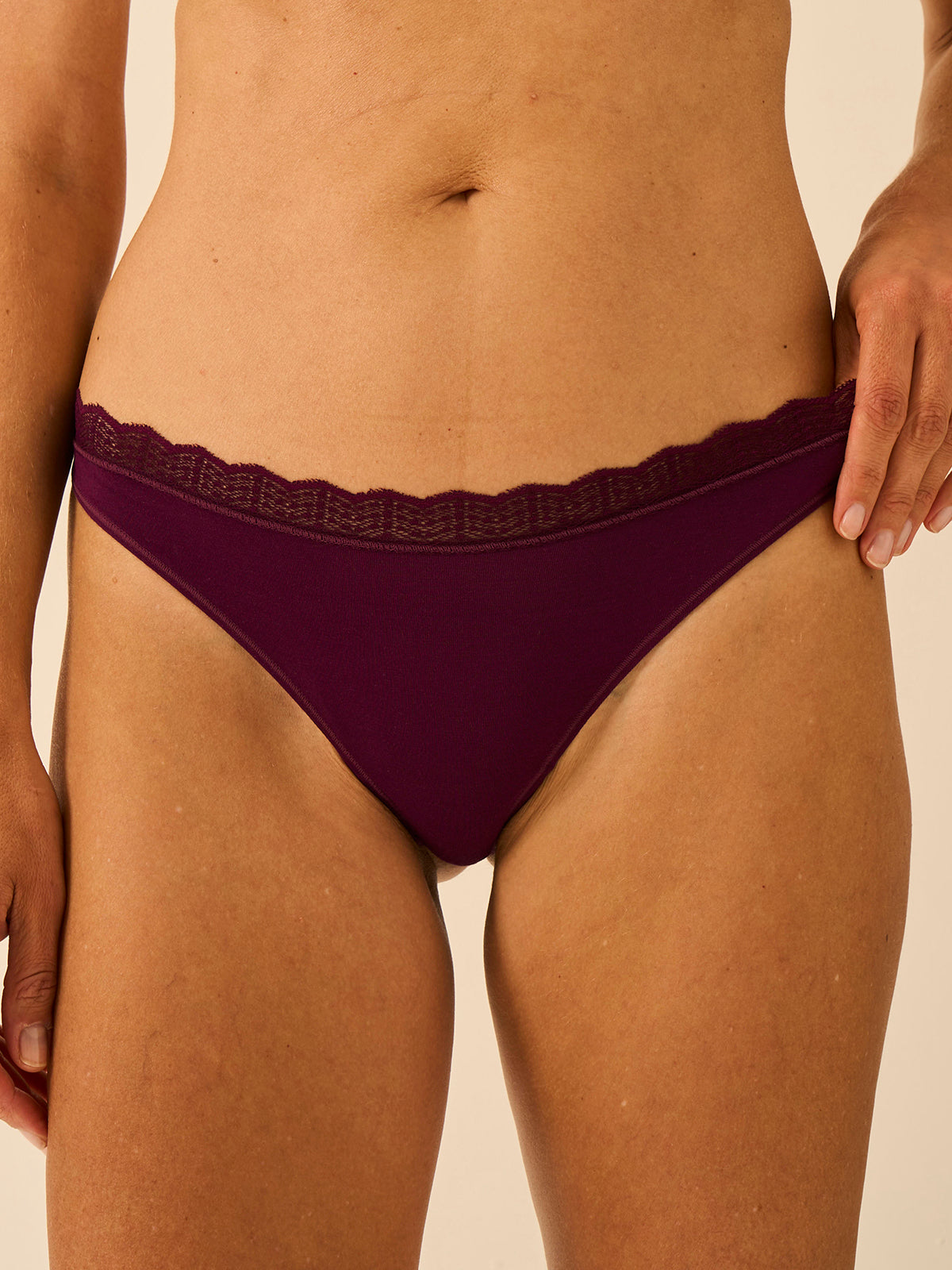 ZigZag Lace Thong - Black Cherry