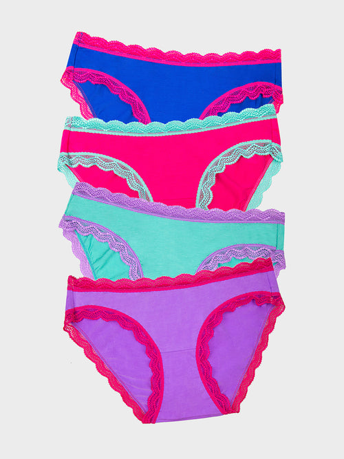 The Original Brief Four Pack - Bright Contrast Stripe & Stare