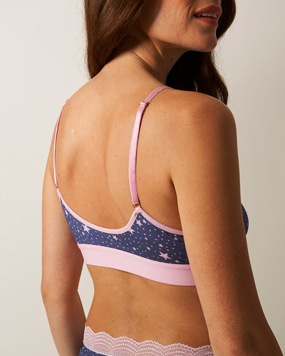 T-Shirt Bra - Indigo and Pirouette Stars Stripe & Stare