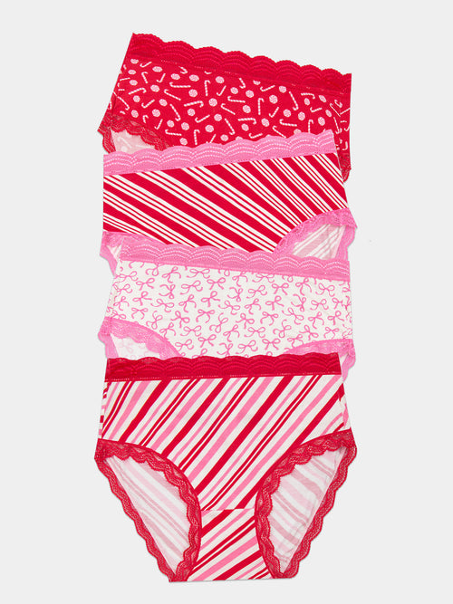 High Rise Brief Four Pack - Candy Cane Wishes Charming Garment Enterprises Co
