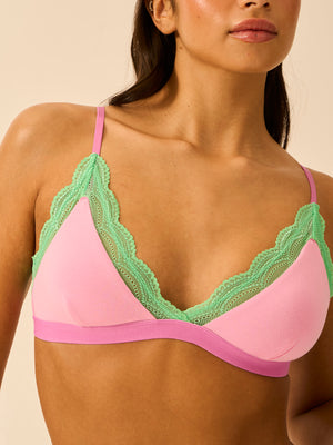 Light Lace Triangle Bra  - Candy Floss Brights