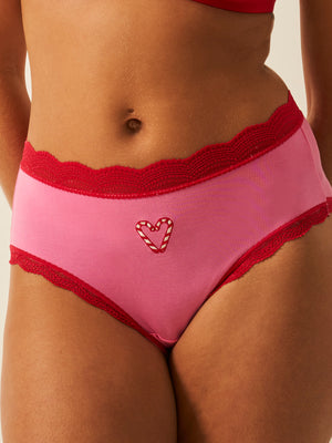 High Rise Brief - Candy Heart Embroidery