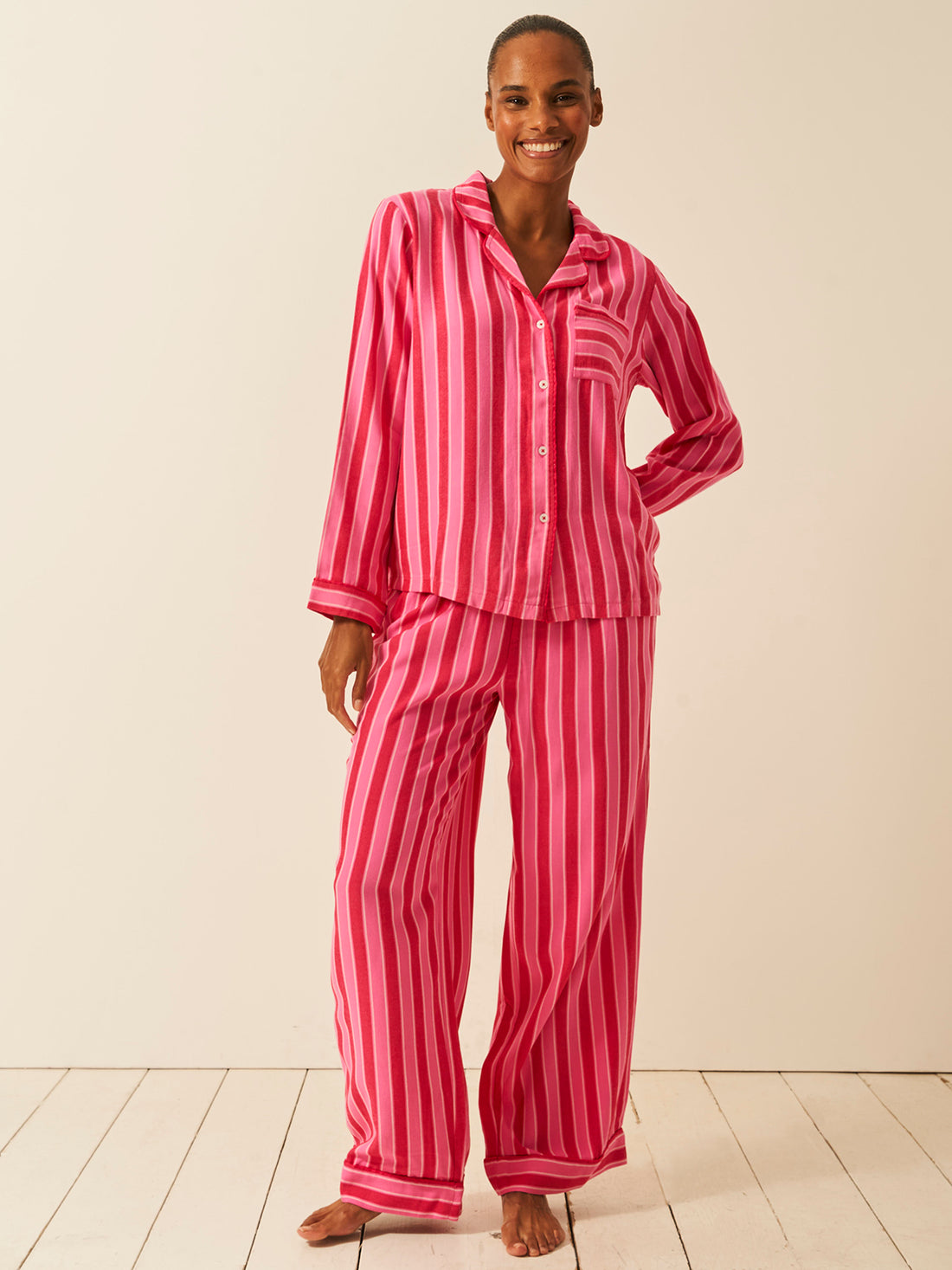 Soft Brushed Woven Pajama Top - Candy Pop Stripe