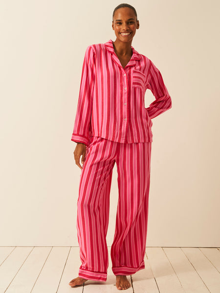 Soft Brushed Woven Pajama Top - Candy Pop Stripe