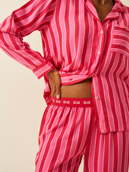 Soft Brushed Woven Pajama Bottoms - Candy Pop Stripe