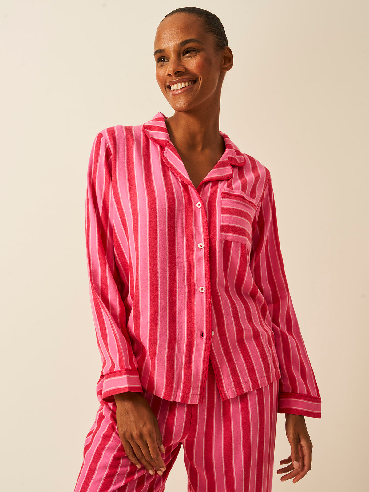 Soft Brushed Woven Pajama Top - Candy Pop Stripe Fast Track Sourcing FZC LLC