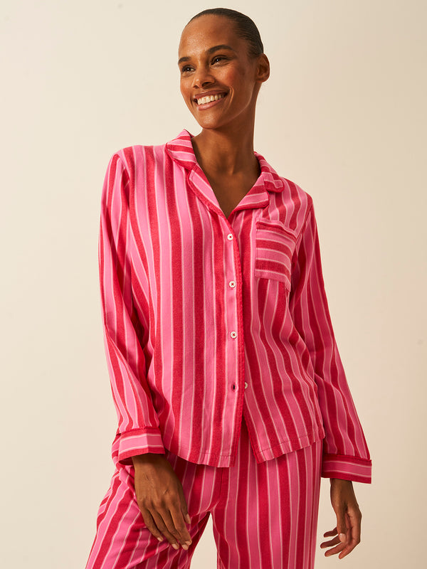 Soft Brushed Woven Pajama Top - Candy Pop Stripe Fast Track Sourcing FZC LLC