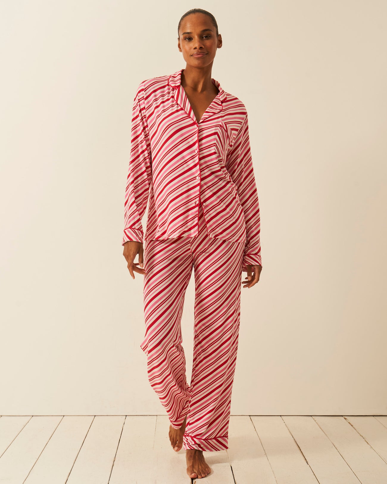 Long Pajama Set - Candy Cane Wishes Charming Garment Enterprises Co