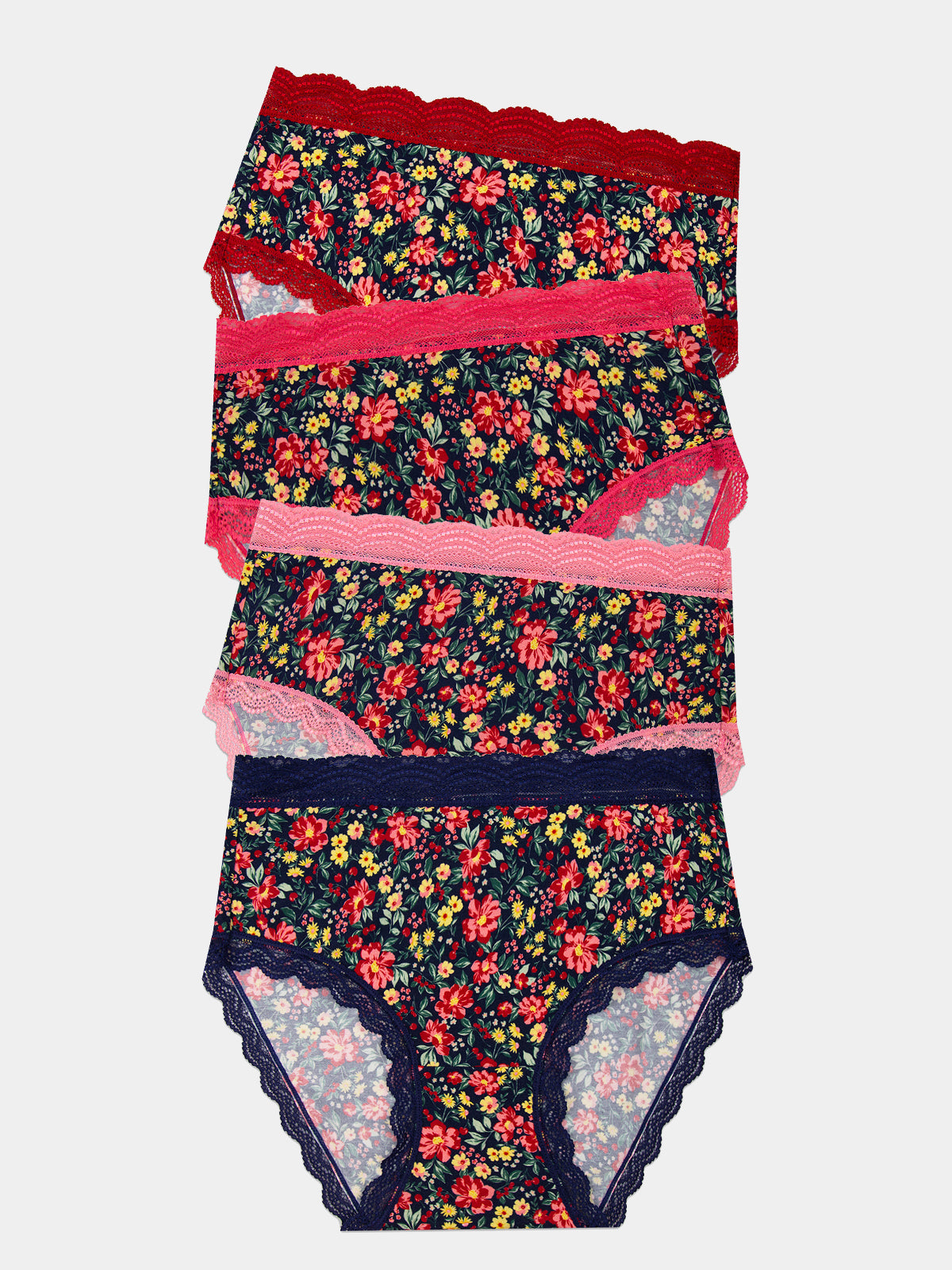 High Rise Brief Four Pack - Cherry Bloom