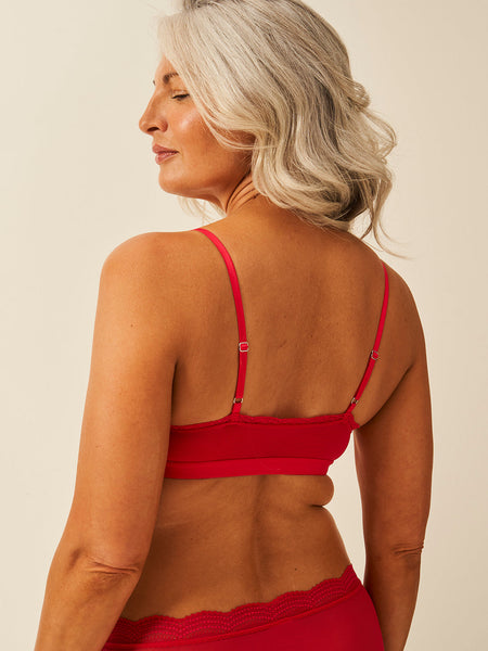 String Scoop Mesh Bra - Cherry Red