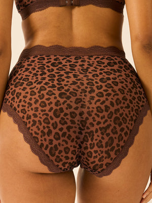 Mesh High Rise Brief - Chocolate Leopard
