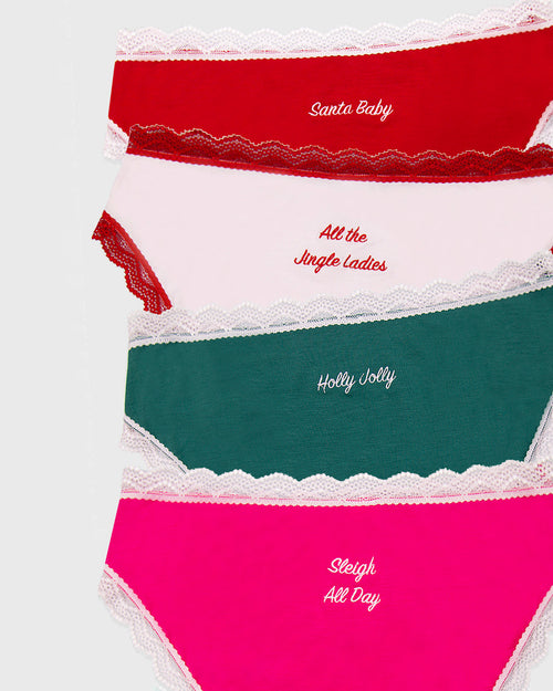 The Original Brief Four Pack - Christmas Embroideries Stripe & Stare