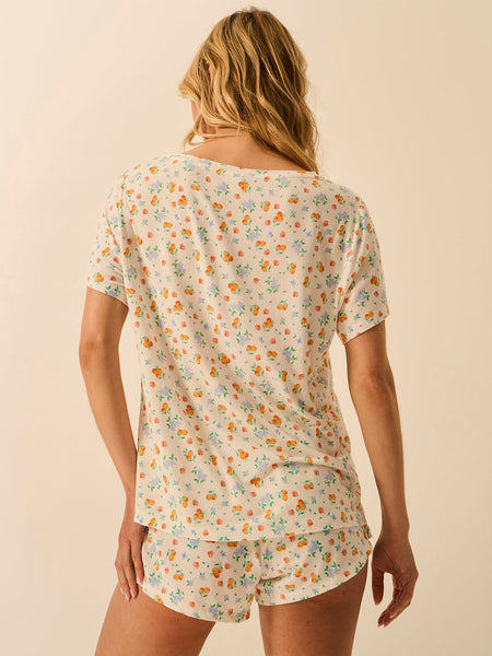 T-shirt & Short Pajama Set - Citrus Petals