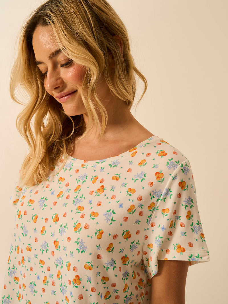 T-shirt & Short Pajama Set - Citrus Petals