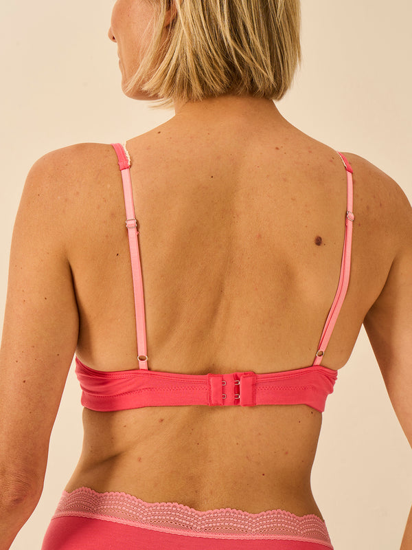 Lace Plunge Bra - Coral Paradise and Buttercream