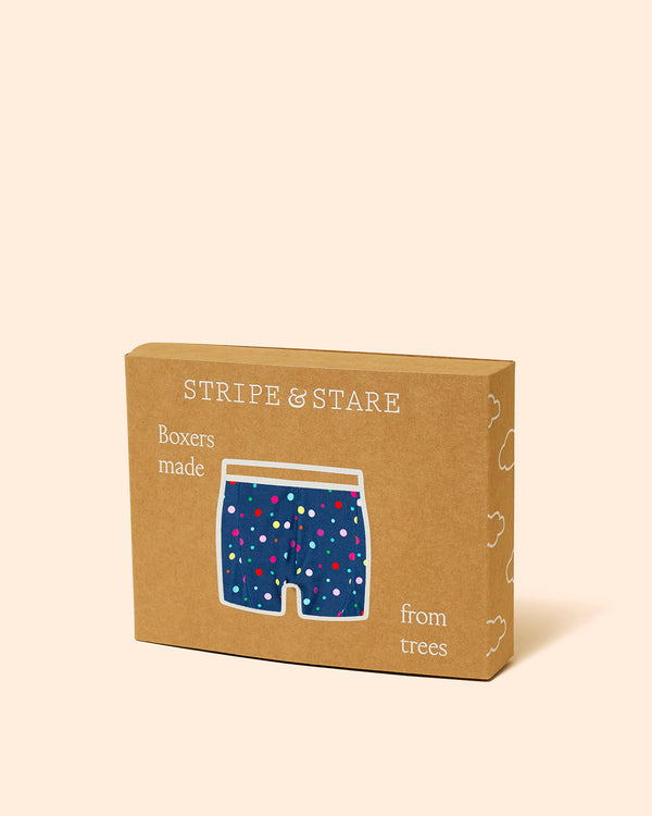 Men's Boxer - Confetti and Raspberry Stripe & Stare