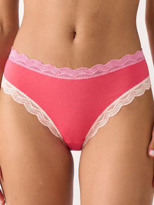 Mid Rise High Leg Brief - Coral Paradise and Buttercream