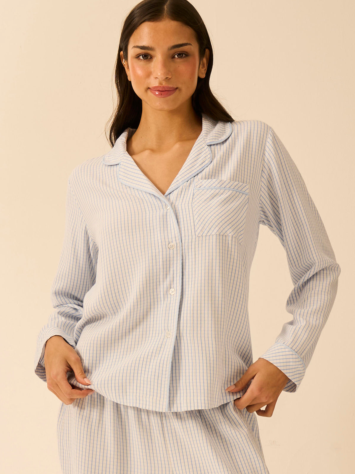 Soft Brushed Woven Pajama Top - Check Mate