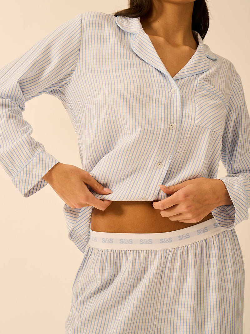 Soft Brushed Woven Pajama Top - Check Mate