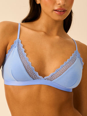 ZigZag Lace Triangle Bra - Cornflower Blue