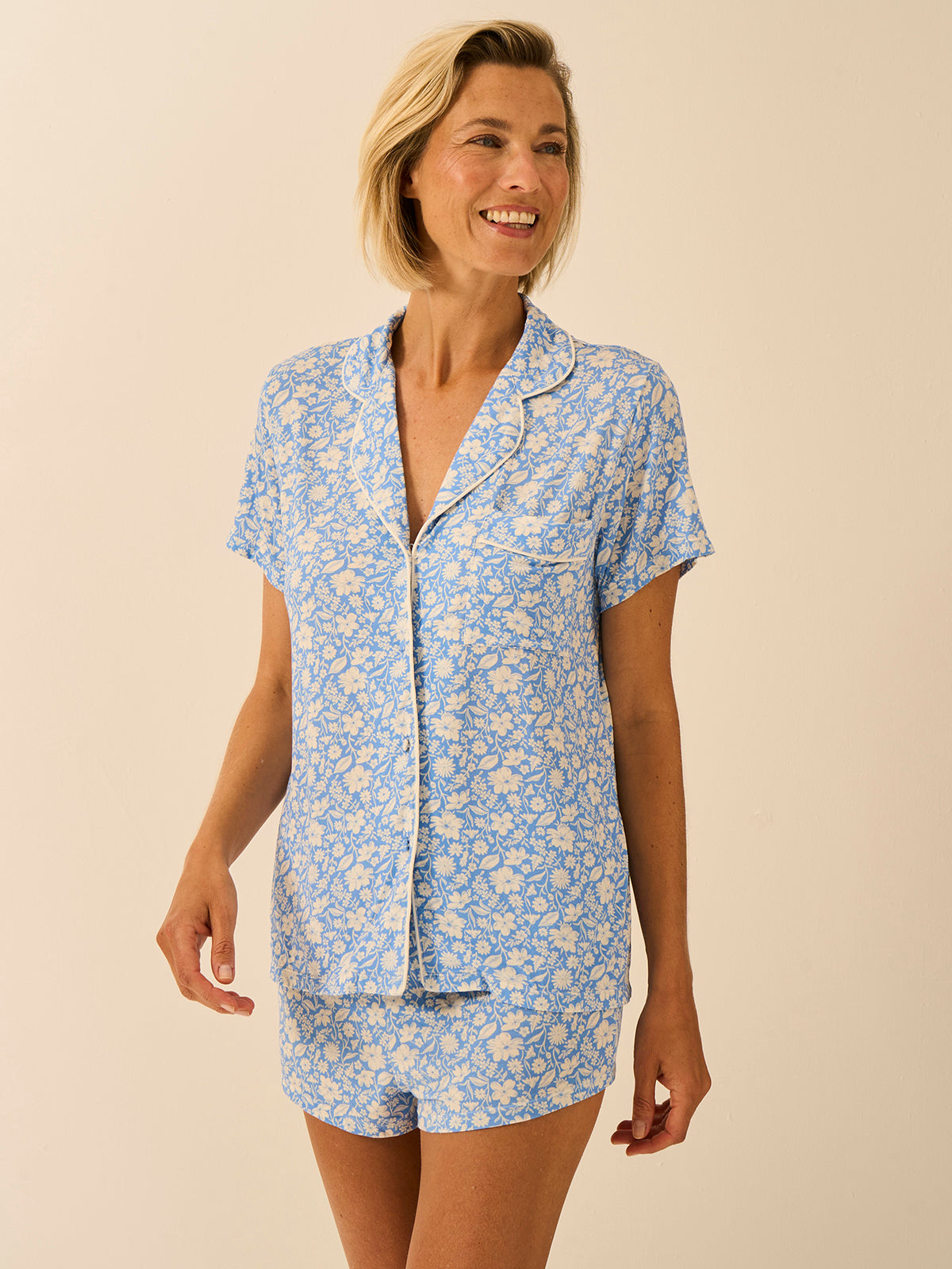 Short Pajama Set - Cornflower Petals