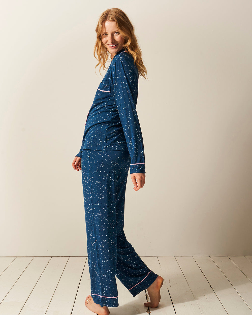 Long Pajama Set - Cosmic Star Stripe & Stare