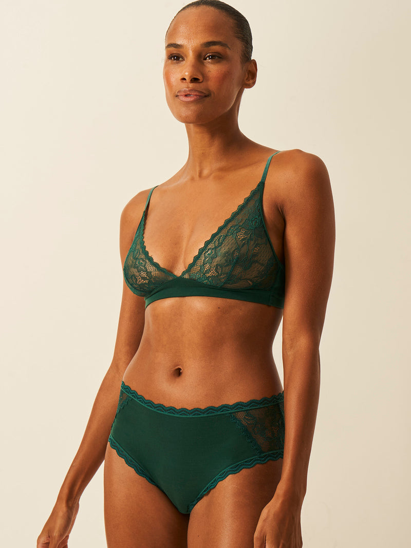 Eco Lace High Rise Brief - Alpine Green