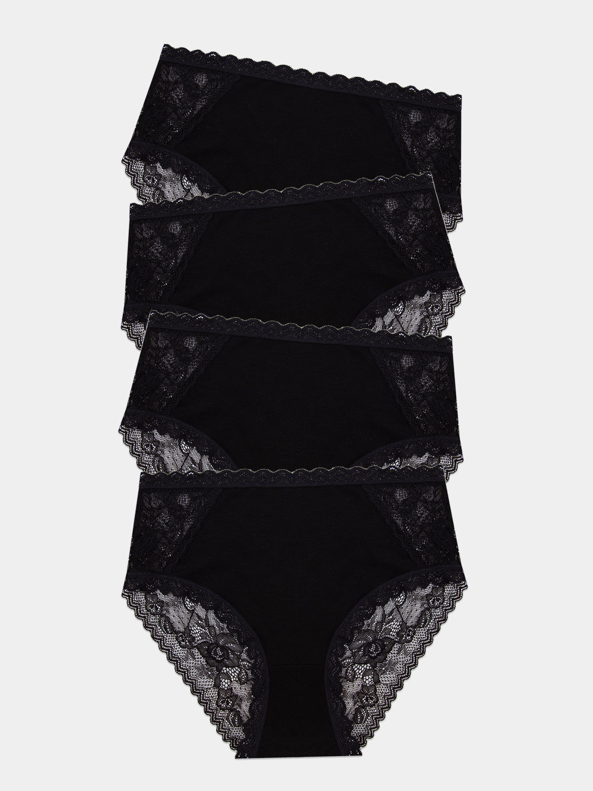 Eco Lace High Rise Brief Four Pack - Black