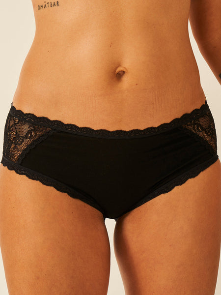 Eco Lace High Rise Brief Four Pack - Black & Sand