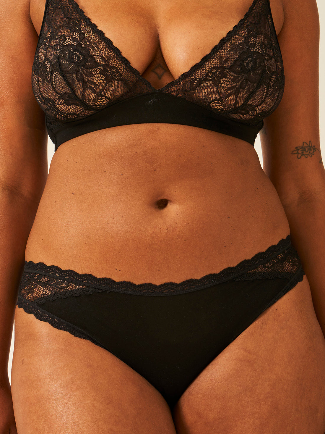 Eco Lace Original Brief Four Pack - Black & Sand