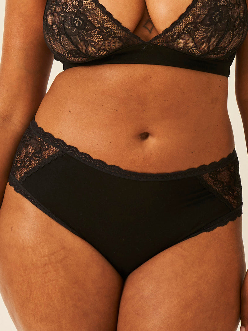 Eco Lace High Rise Brief Four Pack - Black